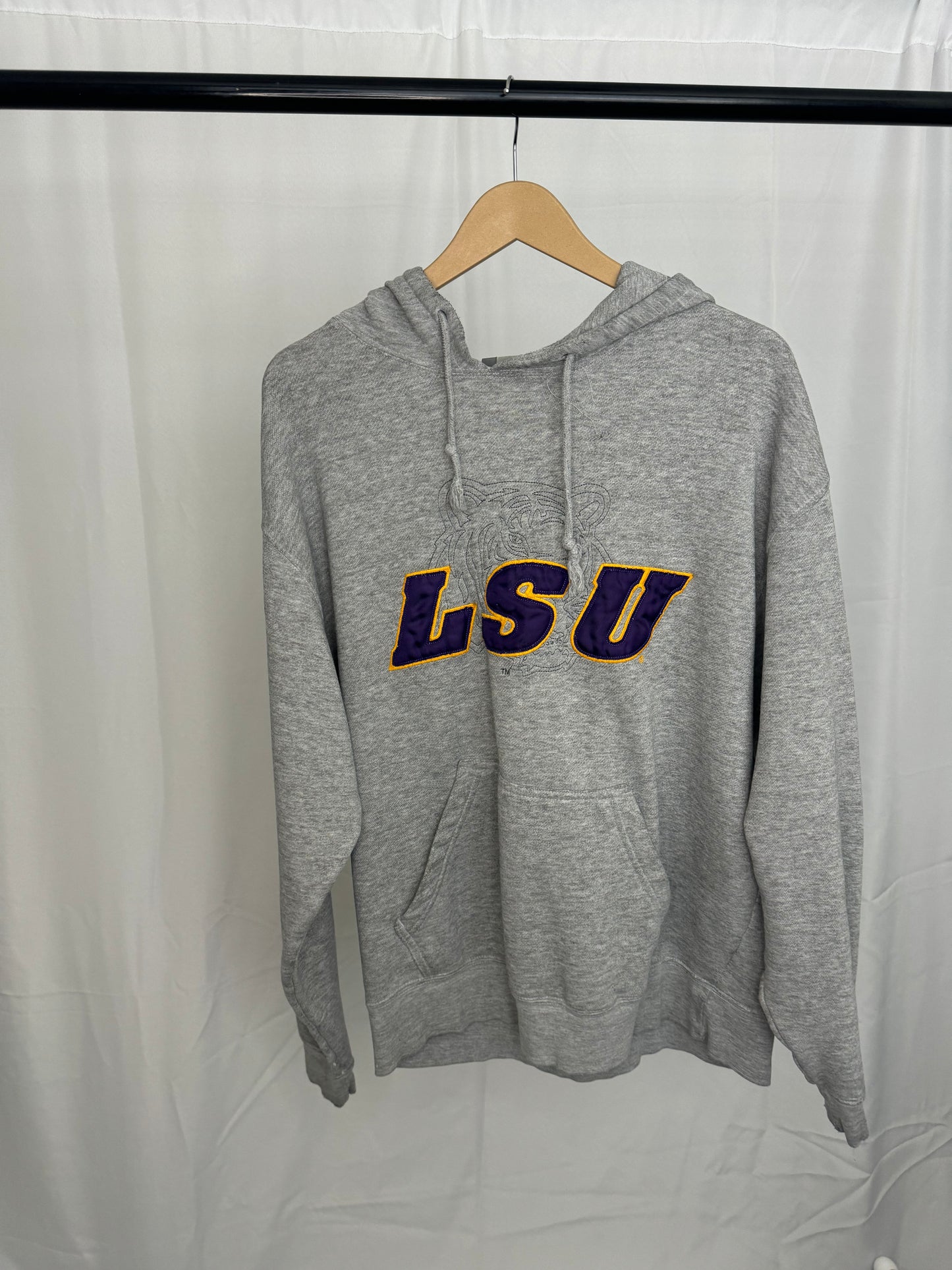 LSU Engraved Grey Hoodie - L